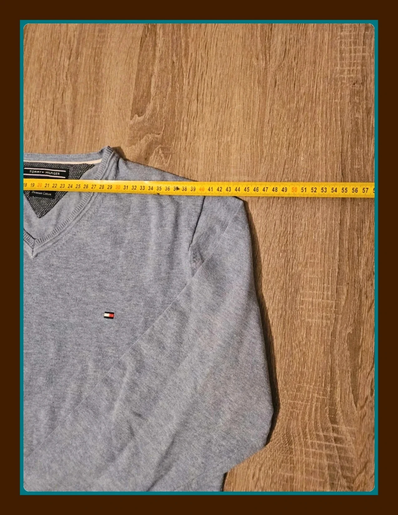 Pull azul claro con cuello en V Tommy Hilfiger de algodón premium talla M – photo 7
